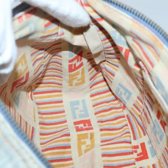 FENDI Zucca Canvas Shoulder Bag Denim Light Blue Gold Auth 140817 - Picture 12 of 16